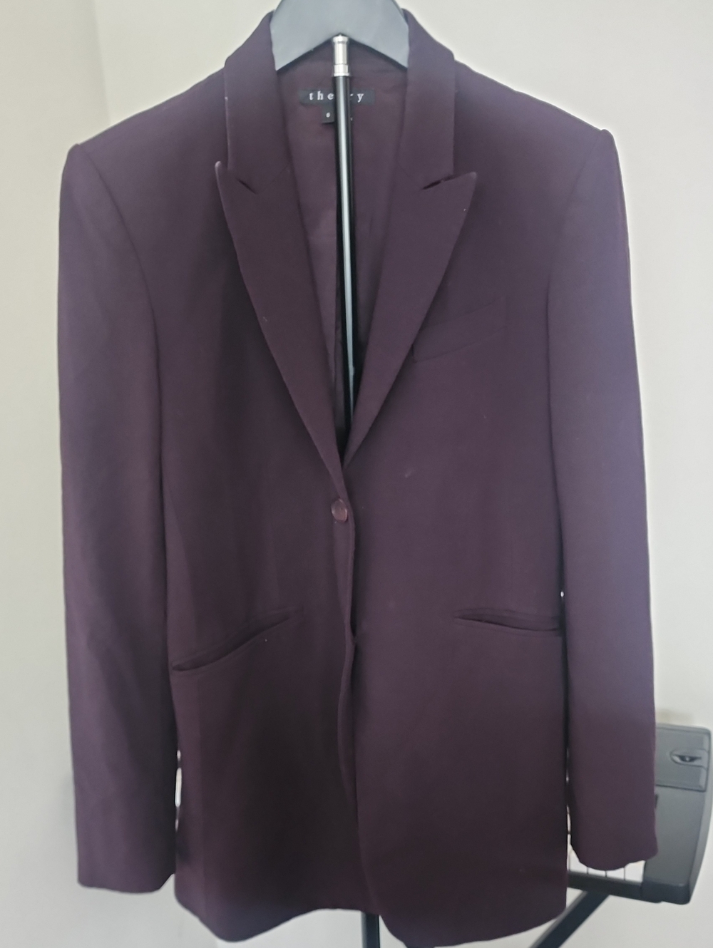 Theory Women’s Plum Wool Blend Single-Button Tailored Blazer